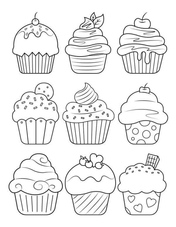 Yazdırılabilir Cupcake Bedava Boyama Sayfası