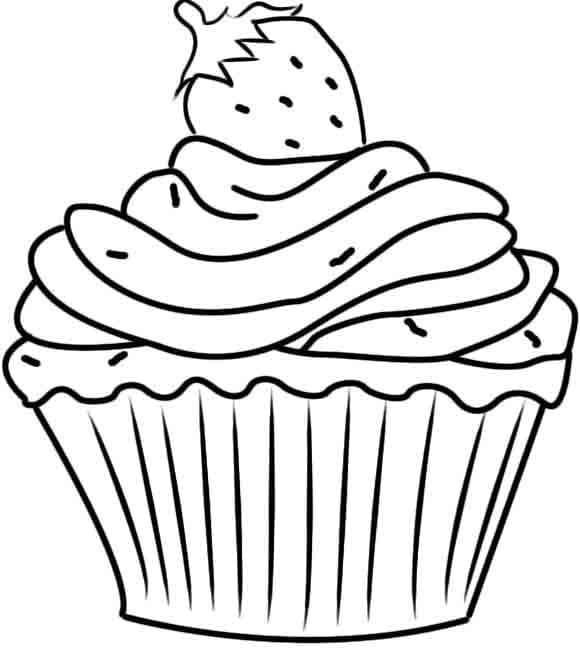 Yazdırılabilir Cupcake Resmi Boyama Sayfası