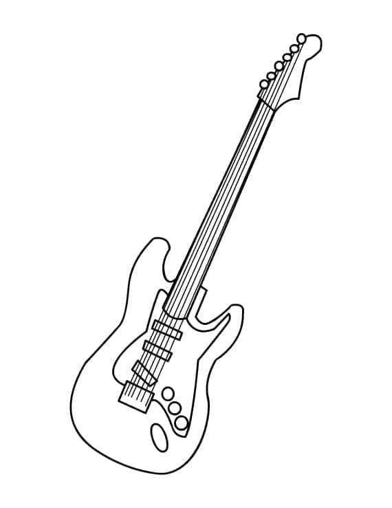 Yazdırılabilir Gitar bedava Boyama Sayfası