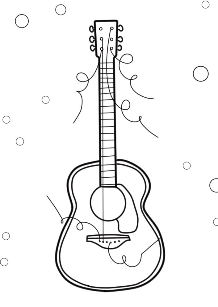 Yazdırılabilir Gitar Boyama Sayfası