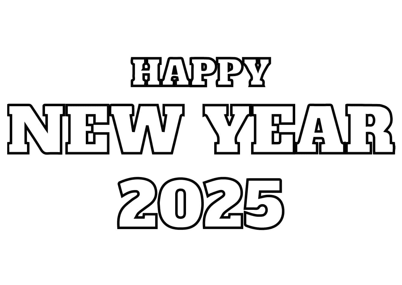 Yazdırılabilir Mutlu Yılbaşı 2025 Bedava Boyama Sayfası
