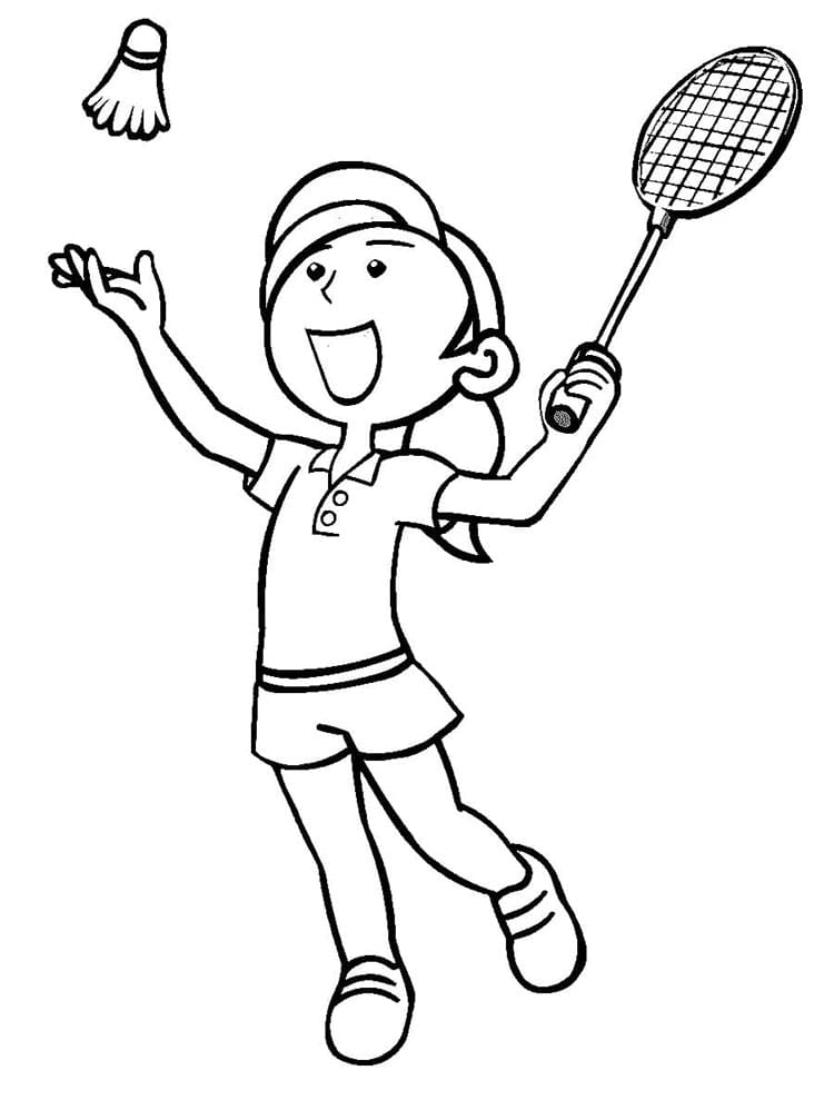 Yazdırılabilir Ücretsiz Badminton Boyama Sayfası