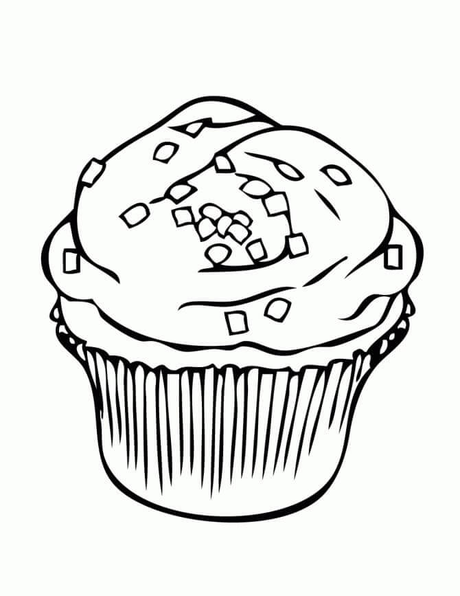 Yazdırılabilir Ücretsiz Cupcake Boyama Sayfası
