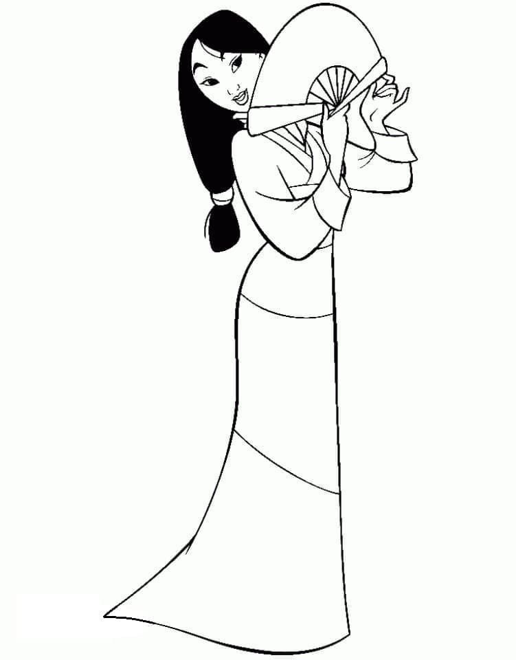 Yazdırılır Mulan Görseli Boyama Sayfası