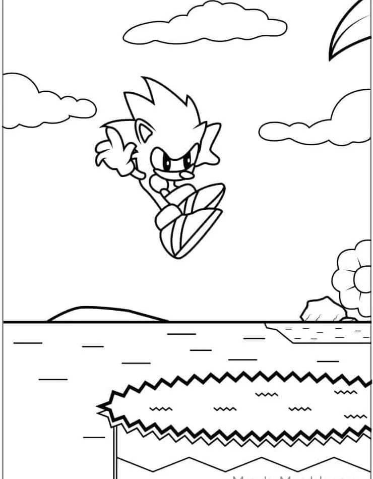 Yazdırılır Sonic Görseli Boyama Sayfası