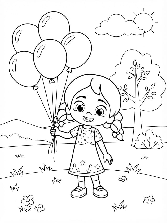 Niloya balon tutuyor Boyama Sayfası