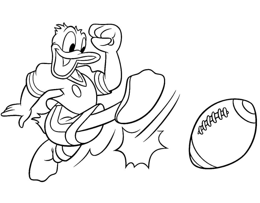 Amerikan Futbolu Oynayan Donald Duck Boyama Sayfası