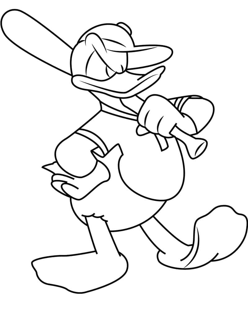 Beyzbol Sopasıyla Donald Duck Boyama Sayfası