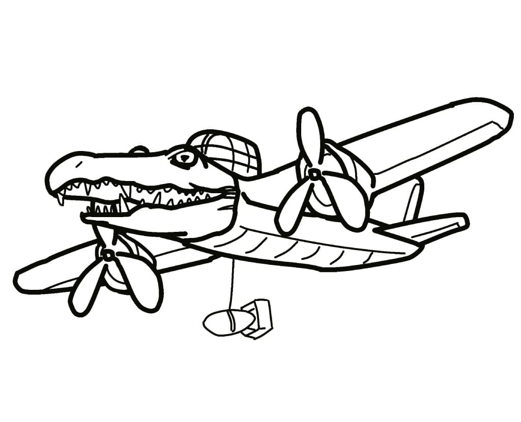 Bombardino Crocodilo Yazdırılabilir Boyama Sayfası