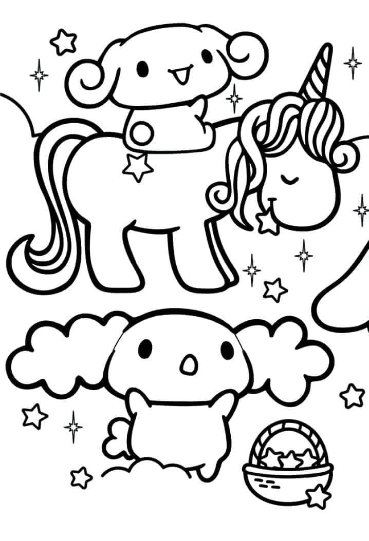 Cinnamoroll Yazdırılmaya Hazır Boyama Sayfası
