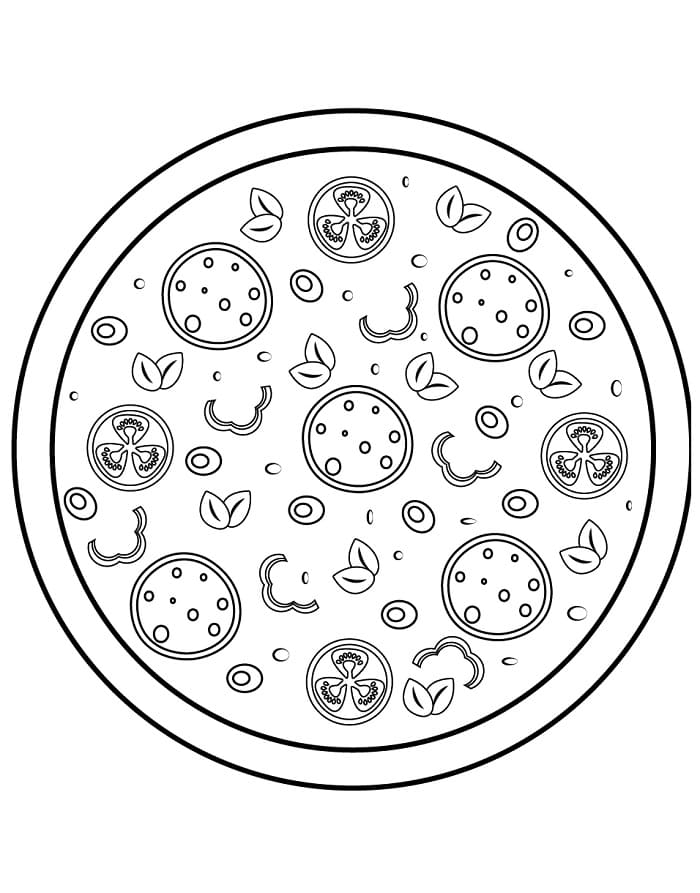 Çocuklar İçin Pizza Yazdırılabilir Boyama Sayfası
