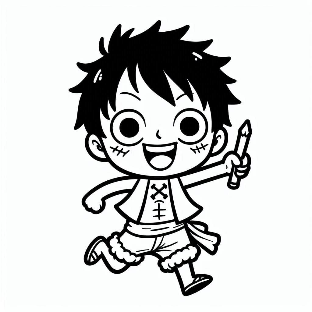 Çocuklar İçin Yazdırılabilir Luffy Boyama Sayfası
