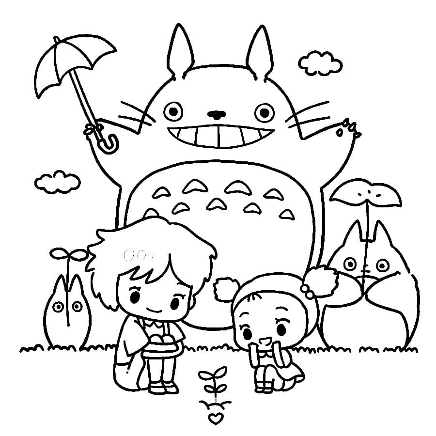 Çocuklar İçin Yazdırılabilir Totoro Boyama Sayfası