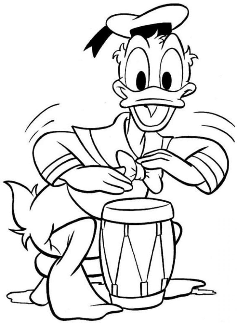 Davul Çalan Donald Duck Boyama Sayfası