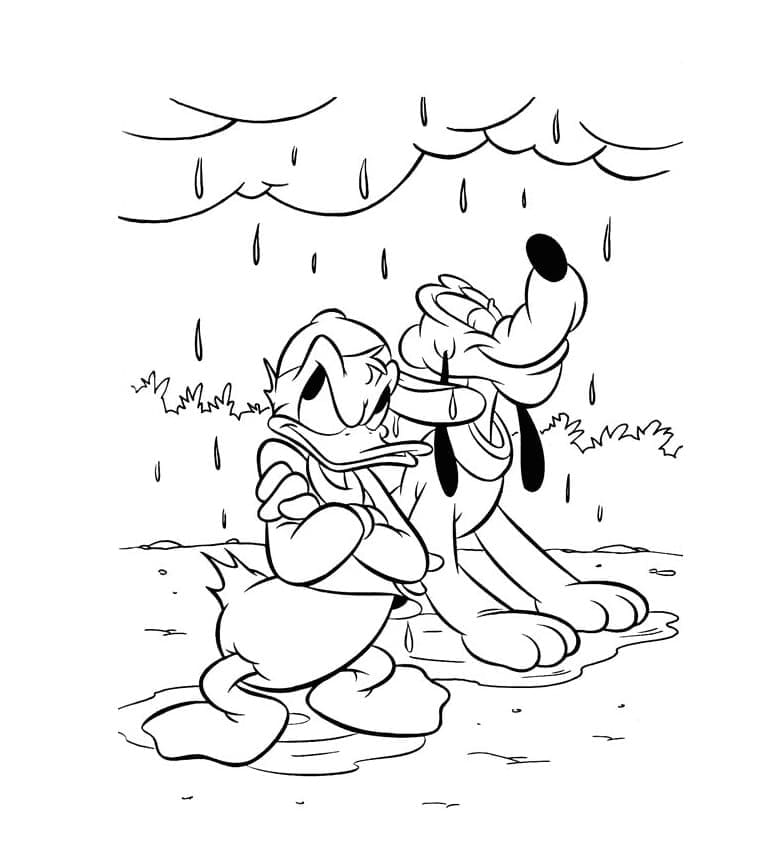 Donald Duck ve Pluto Boyama Sayfası