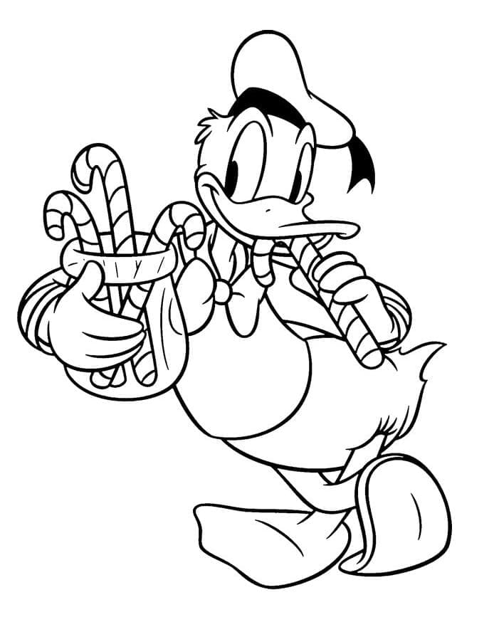 Donald Duck ve Şeker Kamışı Boyama Sayfası