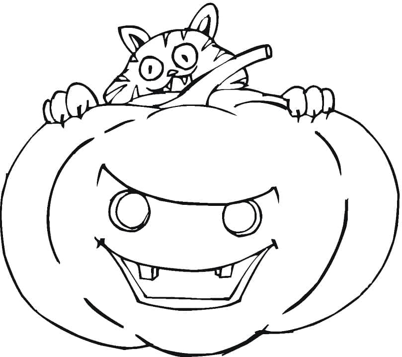 Eğlenceli Halloween Kedi Boyama Sayfası