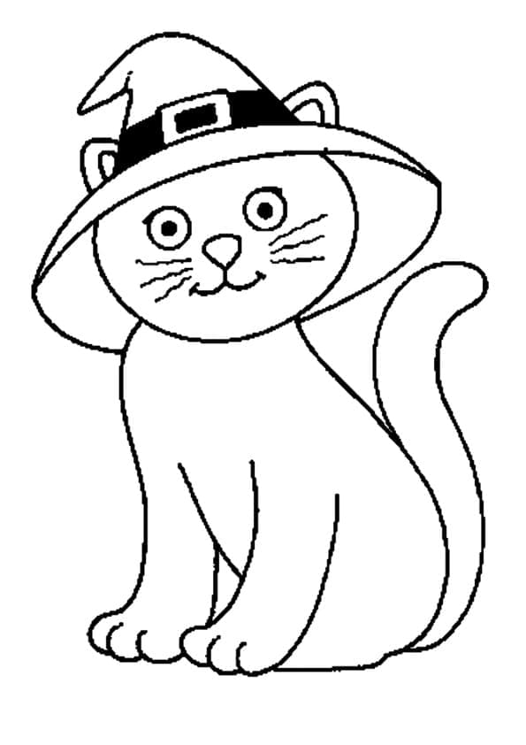 Halloween Kedi Ücretsiz Yazdırılabilir Boyama Sayfası
