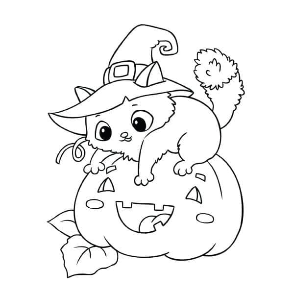 Halloween Yavru Kedi Boyama Sayfası