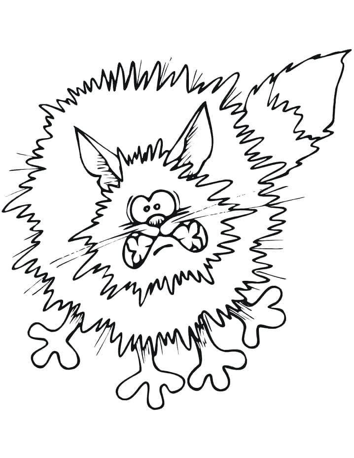 Korkmuş Halloween Kedi Boyama Sayfası