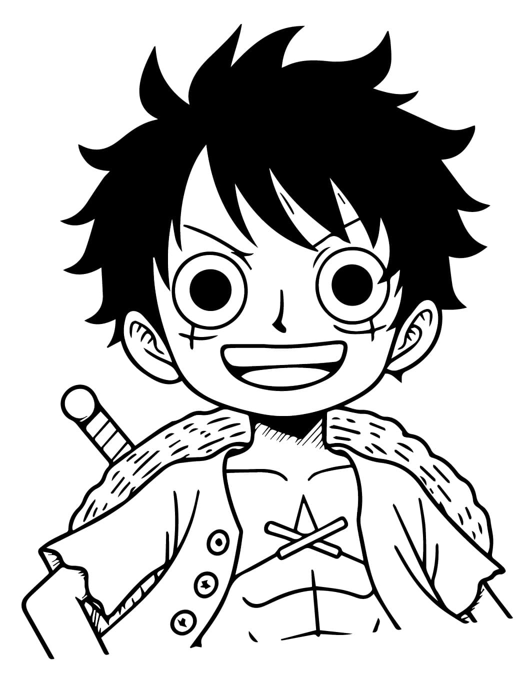 Küçük Luffy Boyama Sayfası