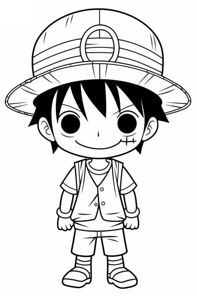 Mutlu Luffy Boyama Sayfası