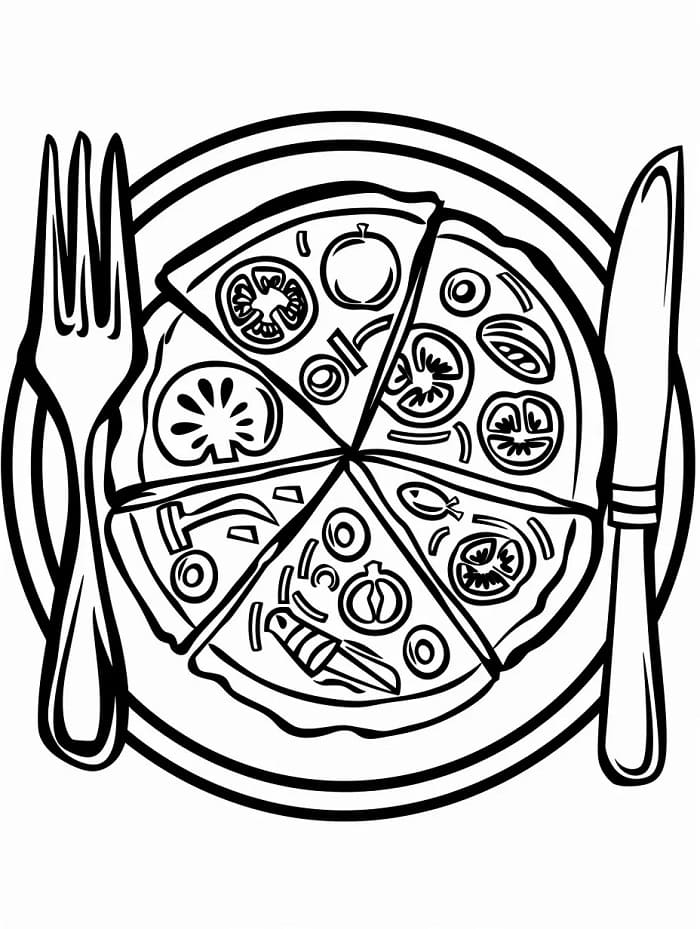 Pizza Yazdırılabilir Ücretsiz Boyama Sayfası