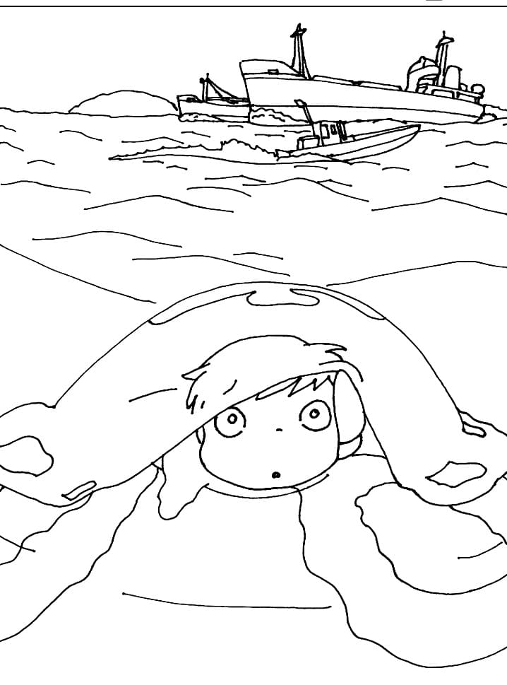 Ponyo (4) Boyama Sayfası