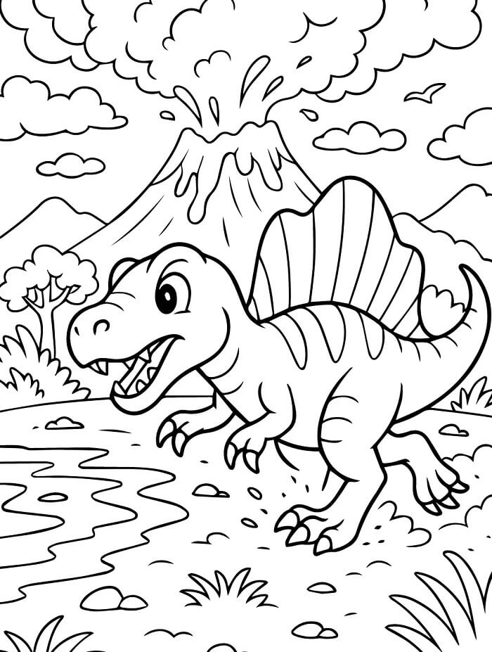 Şirin Spinosaurus Boyama Sayfası