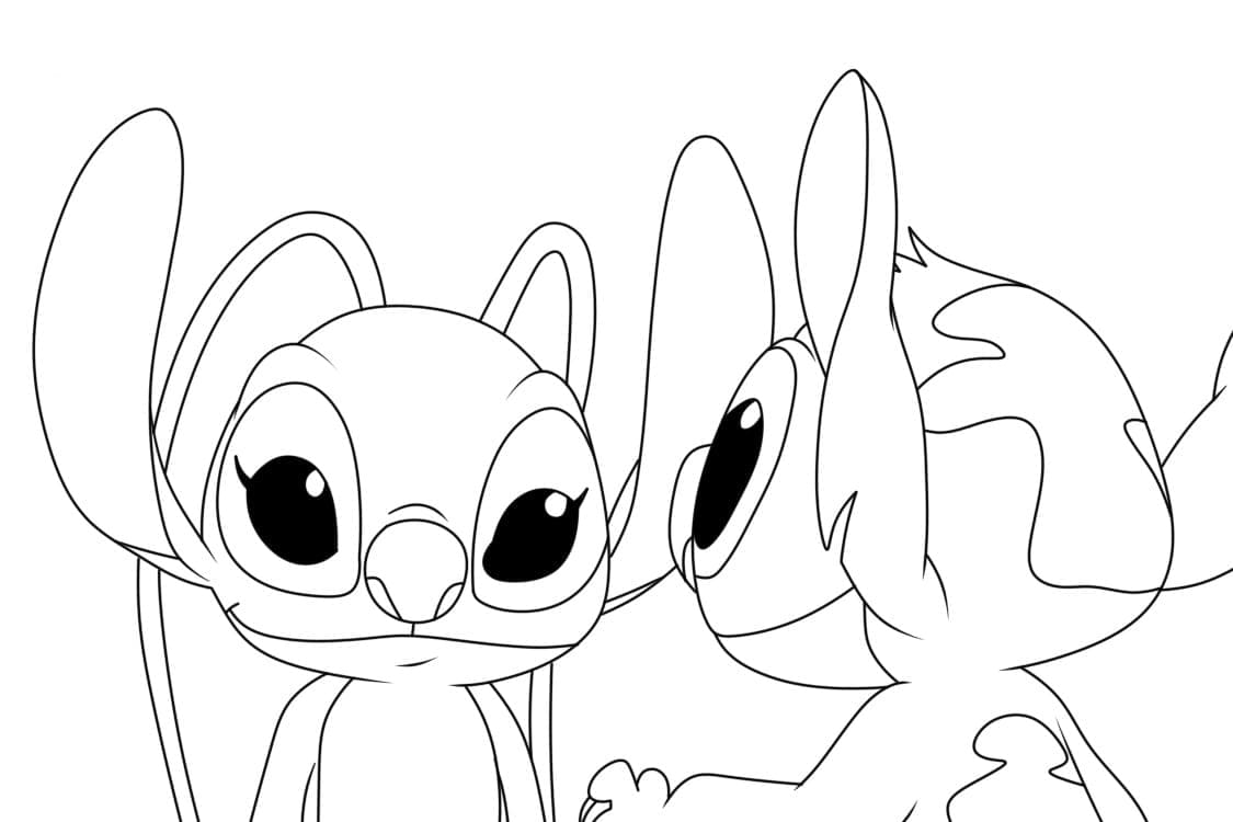 Stitch ve Angel 1 Yaş Çocuklar İçin Boyama Sayfası