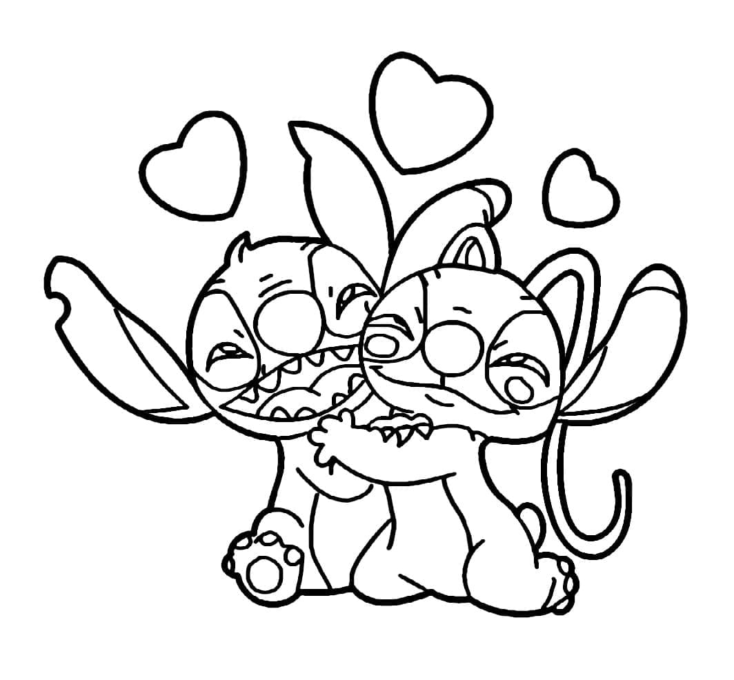 Stitch ve Angel Boyama Boyama Sayfası