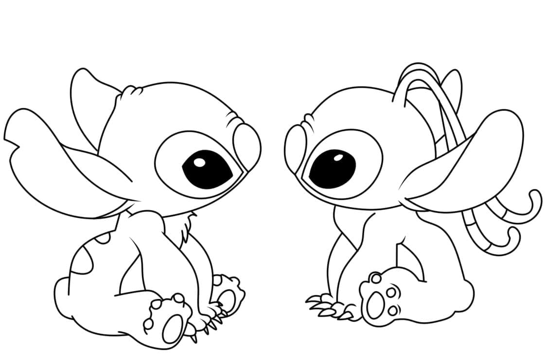 Stitch ve Angel Resmi Boyama Sayfası