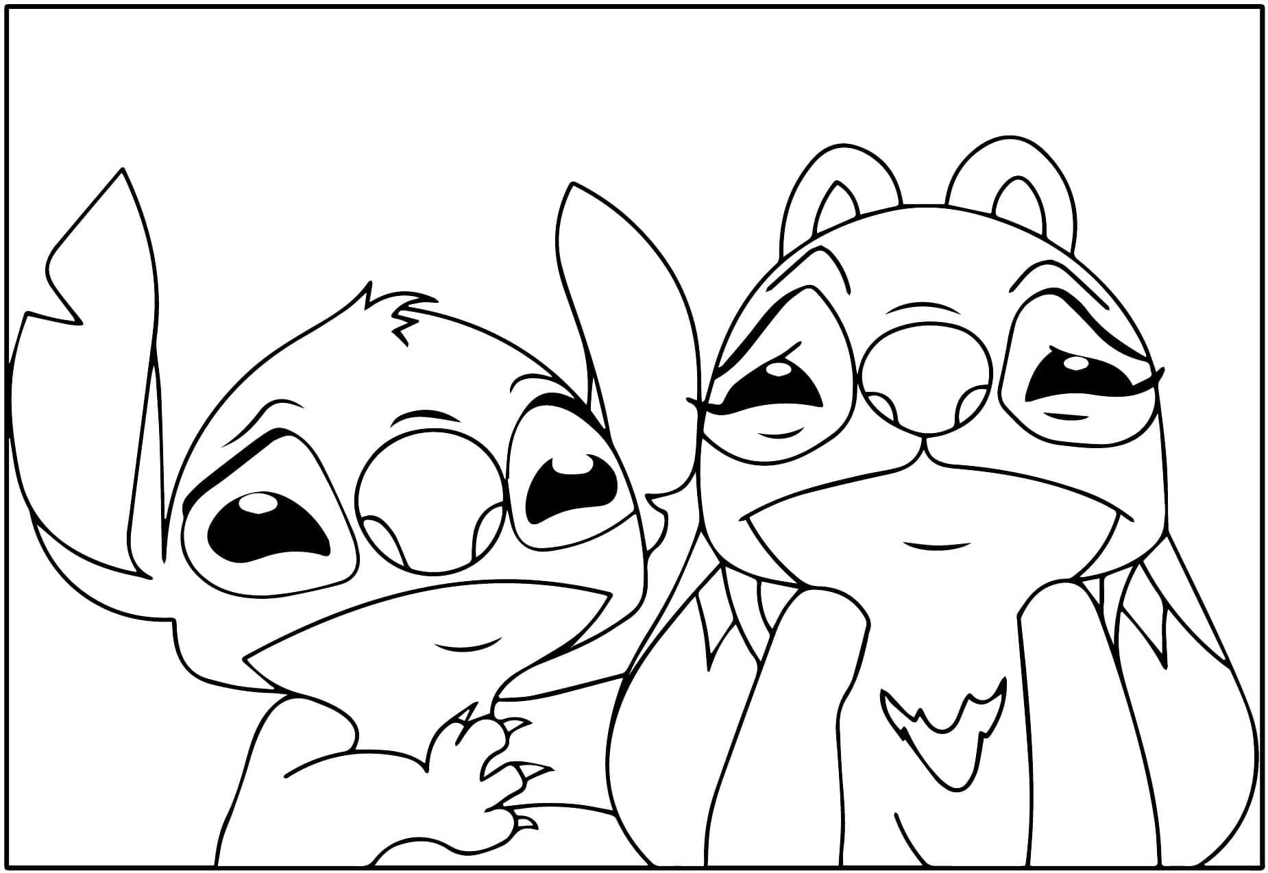Stitch ve Angel Ücretsiz Olarak Boyama Sayfası