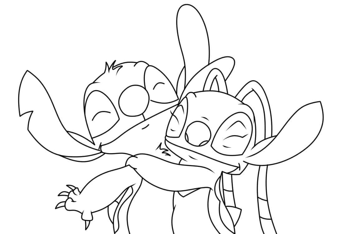 Stitch ve Angel Ücretsiz Resmi Boyama Sayfası