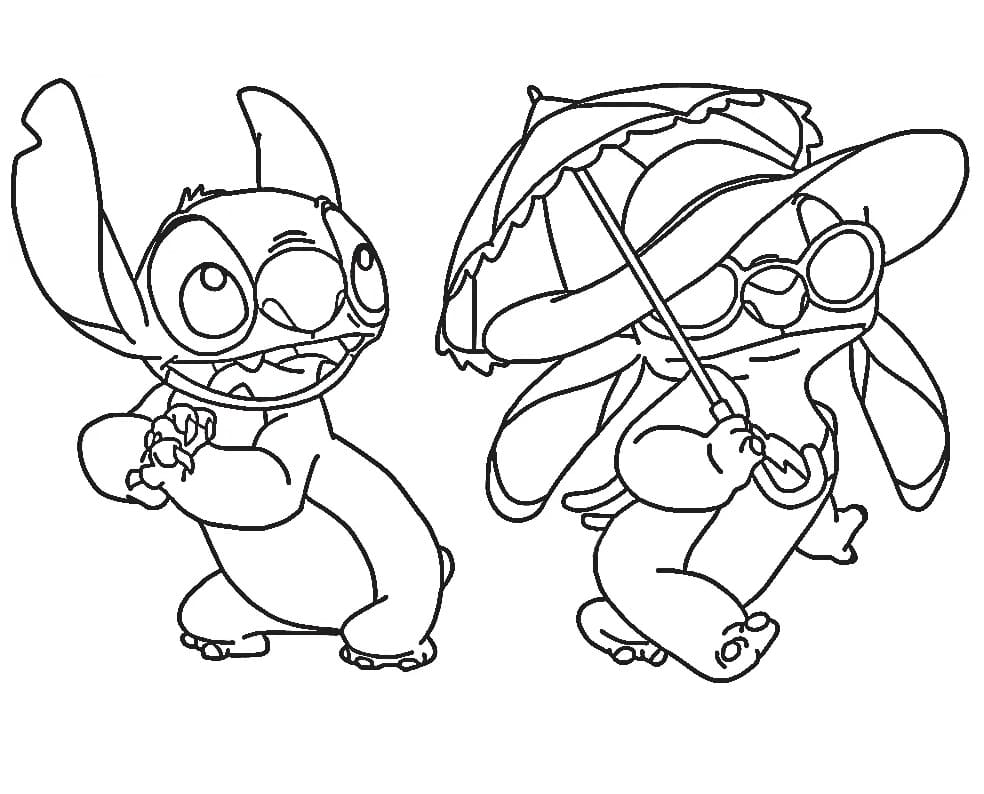 Stitch ve Angel Boyama Sayfaları