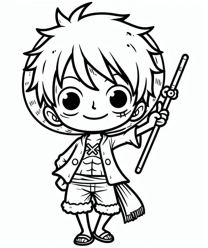Tatlı Luffy Boyama Sayfası