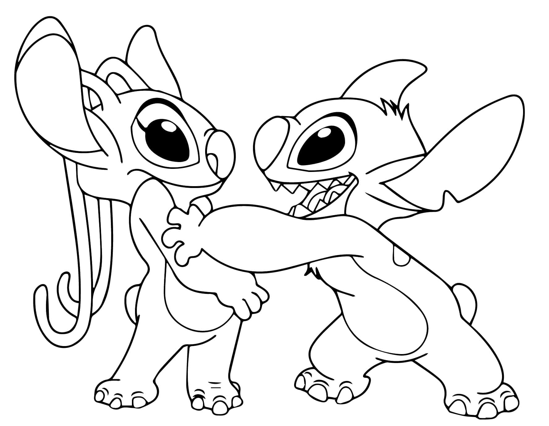 Tatlı Stitch ve Angel Boyama Sayfası
