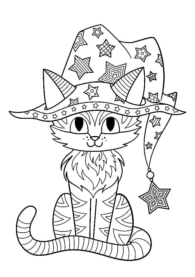 Ücretsiz Halloween Kedi Boyama Sayfası