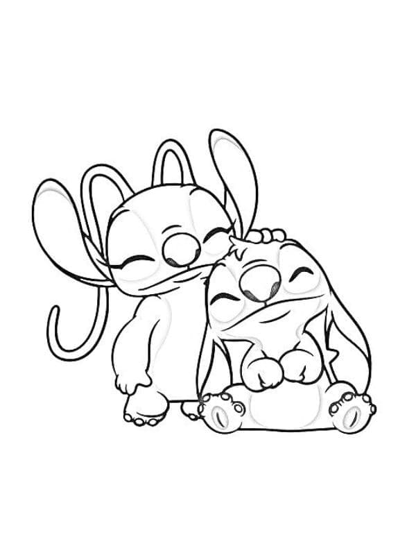 Ücretsiz Stitch ve Angel Yazdırılacak Boyama Sayfası