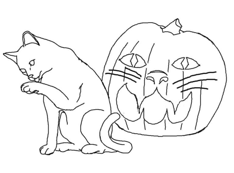 Ücretsiz Yazdırılabilir Halloween Kedi Boyama Sayfası