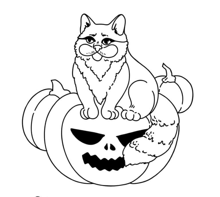 Yazdırılabilir Halloween Kedi Boyama Sayfası