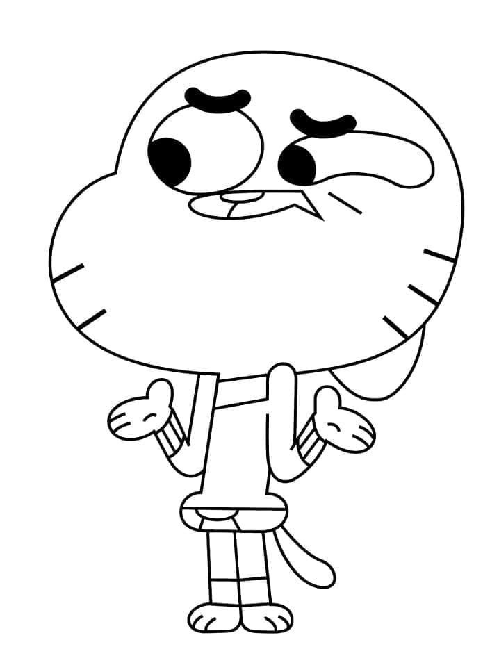 5 Yaş Çocuklar İçin Gumball Boyama Sayfası