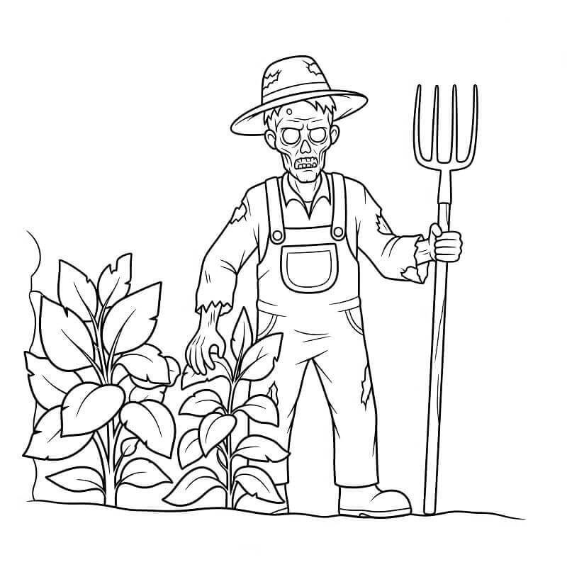 5 Yaş Çocuklar İçin Zombi Boyama Sayfası