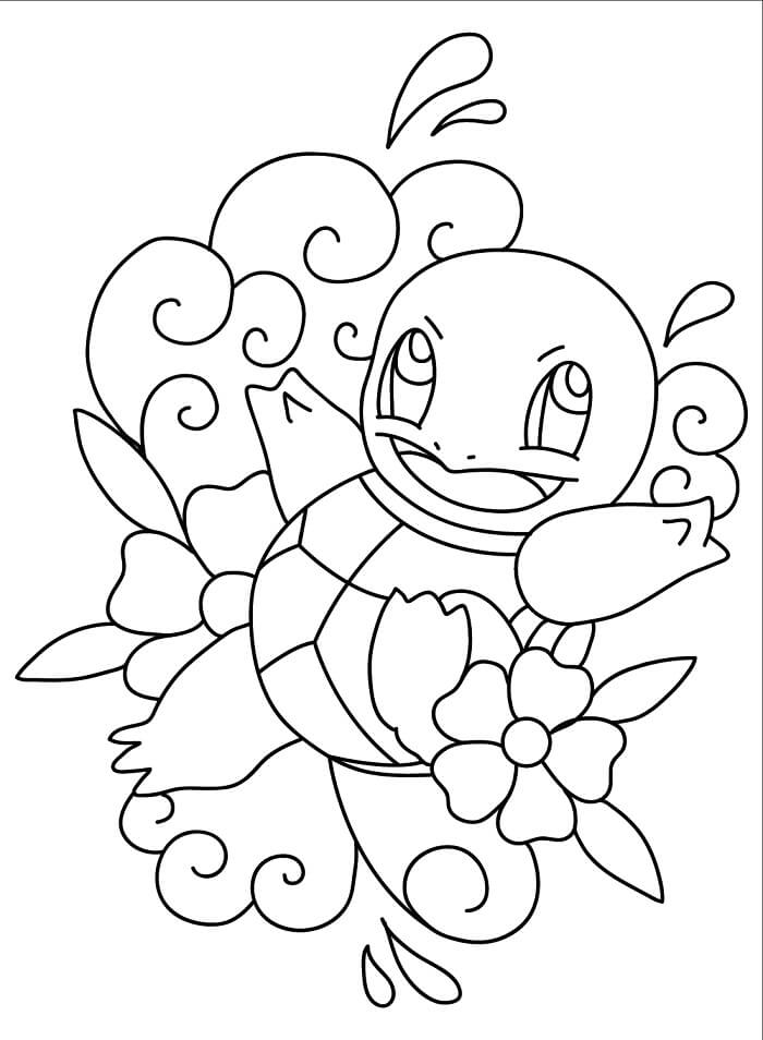 6 Yaş Çocuklar İçin Squirtle Boyama Sayfası