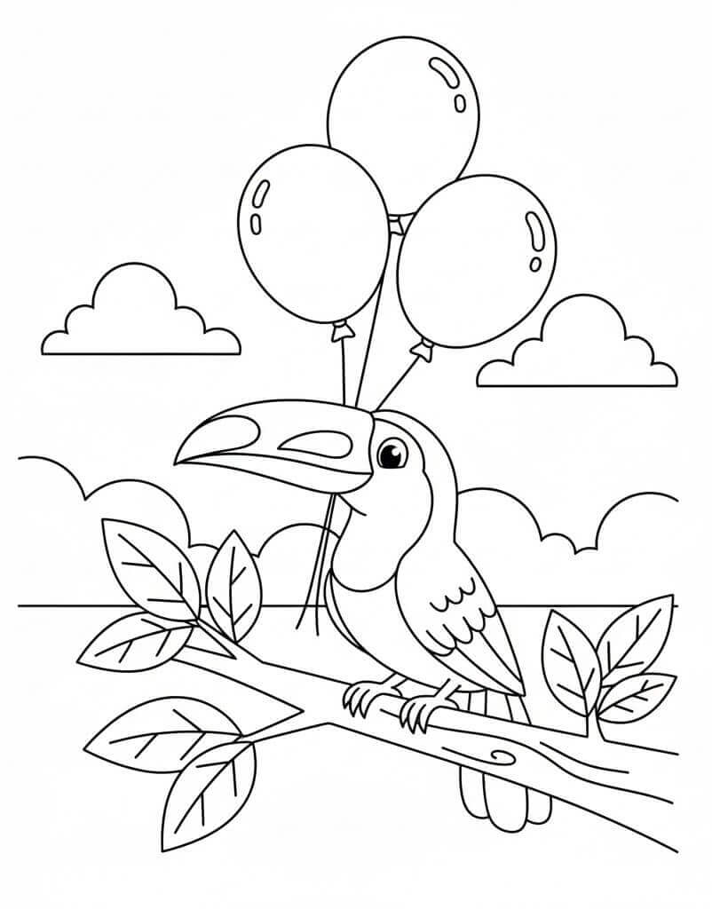 Balonlu Tukan Boyama Sayfası