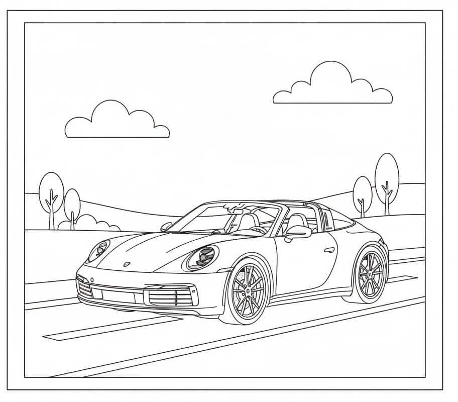 Basit Porsche Boyama Sayfası