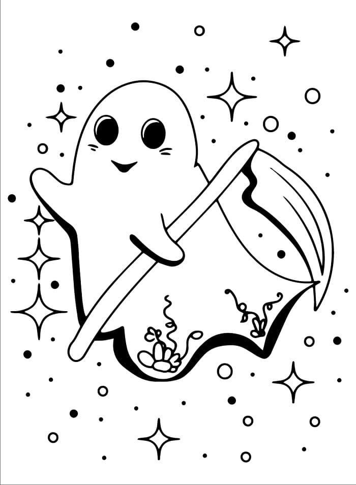 Bir Halloween Hayalet Boyama Sayfası