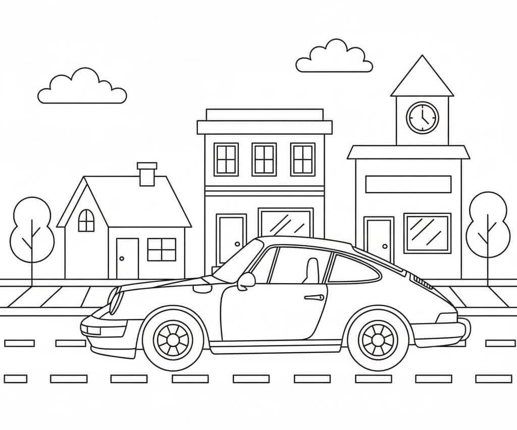 Bir Porsche Araba Boyama Sayfası