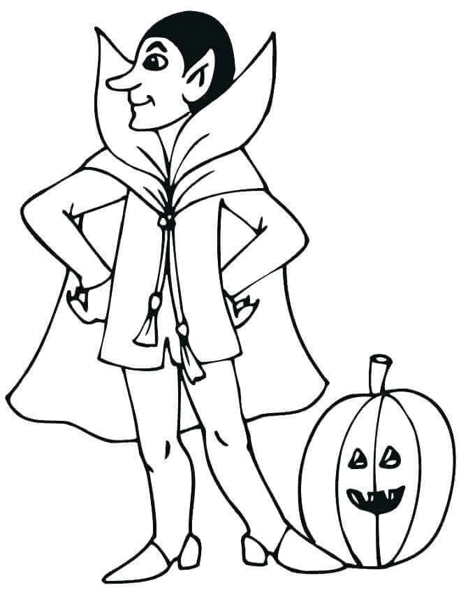 Cadılar Bayramı balkabağıyla vampir Boyama Sayfası