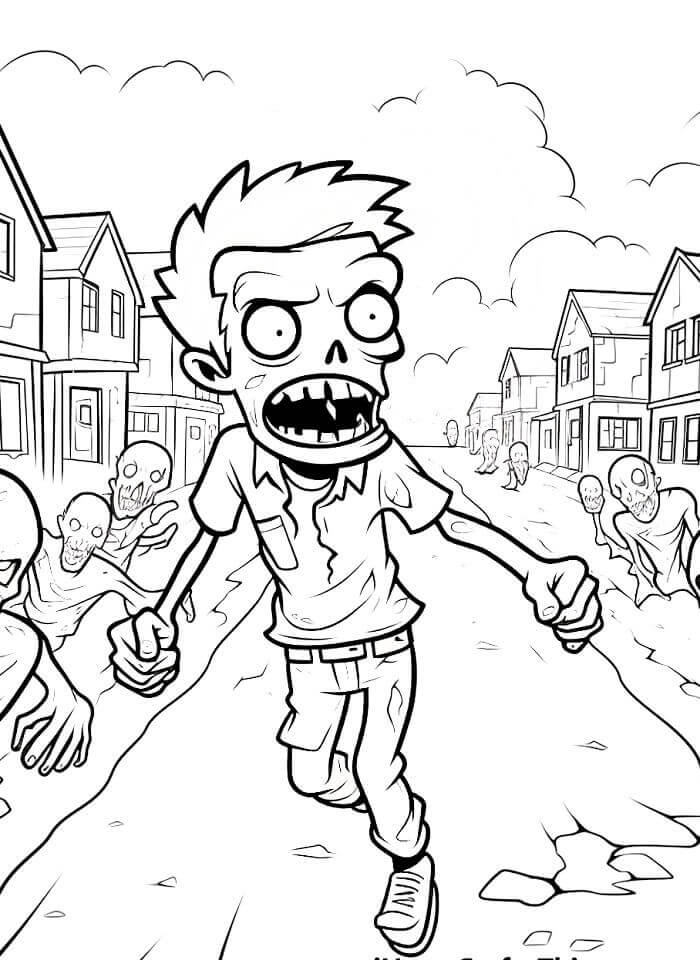 Cadılar Bayramı'nda Zombi Boyama Sayfası